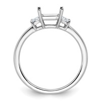 14K White Gold 0.38 Carat Lab Grown Diamond VS+ F+ Trapezoid 1 Carat Princess Center Semi Mount Three Stone Engagement Ring view 2
