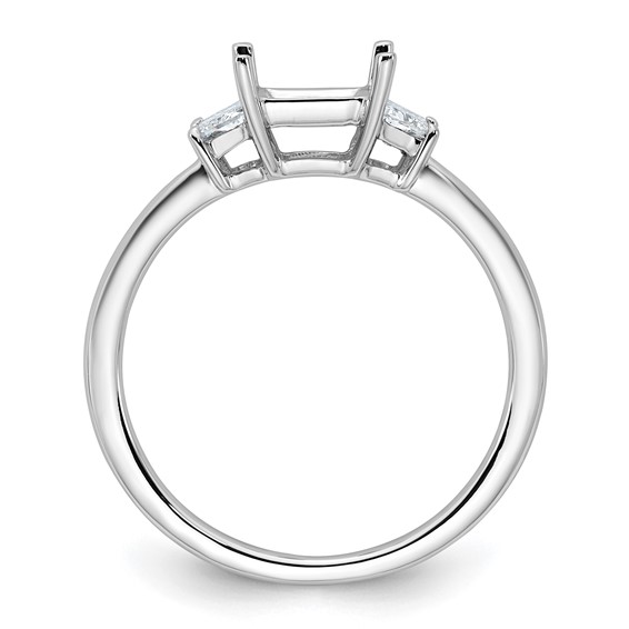 Gold Diamond Princess and Trapezoid 3-Stone Bridal Rings