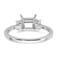 14K White Gold 0.38 Carat Lab Grown Diamond VS+ F+ Trapezoid 1 Carat Princess Center Semi Mount Three Stone Engagement Ring view 3