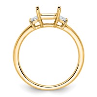 14K Yellow Gold 0.38 Carat Lab Grown Diamond VS+ F+ Trapezoid 1 Carat Princess Center Semi Mount Three Stone Engagement Ring view 2