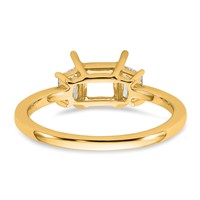 14K Yellow Gold 0.38 Carat Lab Grown Diamond VS+ F+ Trapezoid 1 Carat Princess Center Semi Mount Three Stone Engagement Ring view 3