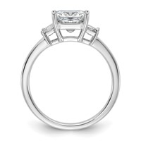 14K White Gold 2 Carat Lab Grown Diamond VS+ F+ Princess and Trapezoid Complete Three Stone Engagement Ring view 2