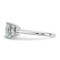 14K White Gold 2 Carat Lab Grown Diamond VS+ F+ Princess and Trapezoid Complete Three Stone Engagement Ring view 3