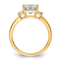 14K Yellow Gold 2 Carat Certified Lab Grown Diamond VS+ F+ Princess and Trapezoid Complete Three Stone Engagement Ring view 2