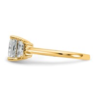 14K Yellow Gold 2 Carat Certified Lab Grown Diamond VS+ F+ Princess and Trapezoid Complete Three Stone Engagement Ring view 3