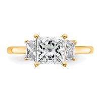 14K Yellow Gold 2 Carat Certified Lab Grown Diamond VS+ F+ Princess and Trapezoid Complete Three Stone Engagement Ring view 4