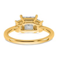 14K Yellow Gold 2 Carat Certified Lab Grown Diamond VS+ F+ Princess and Trapezoid Complete Three Stone Engagement Ring view 5