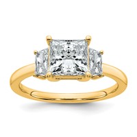 14K Yellow Gold 2 Carat Certified Lab Grown Diamond VS+ F+ Princess and Trapezoid Complete Three Stone Engagement Ring view 1