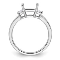 14K White Gold 0.50 Carat Lab Grown Diamond VS+ F+ Trapezoid 1.50 Carat Princess Center Semi Mount Three Stone Engagement Ring view 2