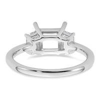 14K White Gold 0.50 Carat Lab Grown Diamond VS+ F+ Trapezoid 1.50 Carat Princess Center Semi Mount Three Stone Engagement Ring view 3