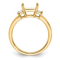 14K Yellow Gold 0.50 Carat Lab Grown Diamond VS+ F+ Trapezoid 1.50 Carat Princess Center Semi Mount Three Stone Engagement Ring view 2