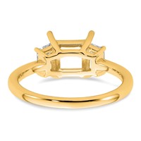 14K Yellow Gold 0.50 Carat Lab Grown Diamond VS+ F+ Trapezoid 1.50 Carat Princess Center Semi Mount Three Stone Engagement Ring view 3
