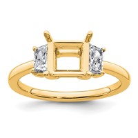 14K Yellow Gold 0.50 Carat Lab Grown Diamond VS+ F+ Trapezoid 1.50 Carat Princess Center Semi Mount Three Stone Engagement Ring view 1