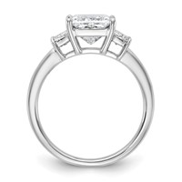 14K White Gold 2.75 Carat Certified Lab Grown Diamond VS+ F+ Princess and Trapezoid Complete Three Stone Engagement Ring view 2