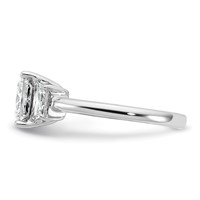 14K White Gold 2.75 Carat Certified Lab Grown Diamond VS+ F+ Princess and Trapezoid Complete Three Stone Engagement Ring view 3