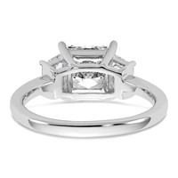 14K White Gold 2.75 Carat Certified Lab Grown Diamond VS+ F+ Princess and Trapezoid Complete Three Stone Engagement Ring view 5