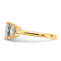 14K Yellow Gold 2.75 Carat Certified Lab Grown Diamond VS+ F+ Princess and Trapezoid Complete Three Stone Engagement Ring view 3