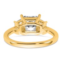 14K Yellow Gold 2.75 Carat Certified Lab Grown Diamond VS+ F+ Princess and Trapezoid Complete Three Stone Engagement Ring view 5