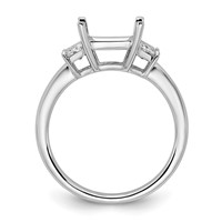 14K White Gold 0.75 Carat Lab Grown Diamond VS+ F+ Trapezoid 2 Carat Princess Center Semi Mount Three Stone Engagement Ring view 2