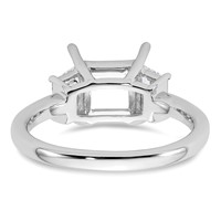 14K White Gold 0.75 Carat Lab Grown Diamond VS+ F+ Trapezoid 2 Carat Princess Center Semi Mount Three Stone Engagement Ring view 3