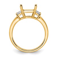 14K Yellow Gold 0.75 Carat Lab Grown Diamond VS+ F+ Trapezoid 2 Carat Princess Center Semi Mount Three Stone Engagement Ring view 2