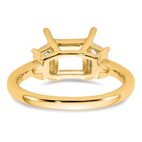 14K Yellow Gold 0.75 Carat Lab Grown Diamond VS+ F+ Trapezoid 2 Carat Princess Center Semi Mount Three Stone Engagement Ring view 3