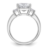 14K White Gold 3.33 Carat Certified Lab Grown Diamond VS+ F+ Princess and Trapezoid Complete Three Stone Engagement Ring view 2