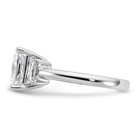 14K White Gold 3.33 Carat Certified Lab Grown Diamond VS+ F+ Princess and Trapezoid Complete Three Stone Engagement Ring view 3