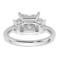 14K White Gold 3.33 Carat Certified Lab Grown Diamond VS+ F+ Princess and Trapezoid Complete Three Stone Engagement Ring view 5