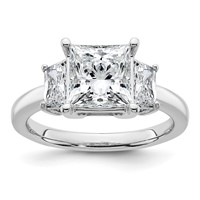14K White Gold 3.33 Carat Certified Lab Grown Diamond VS+ F+ Princess and Trapezoid Complete Three Stone Engagement Ring view 1
