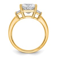 14K Yellow Gold 3.33 Carat Certified Lab Grown Diamond VS+ F+ Princess and Trapezoid Complete Three Stone Engagement Ring view 2