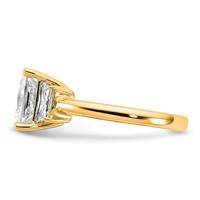 14K Yellow Gold 3.33 Carat Certified Lab Grown Diamond VS+ F+ Princess and Trapezoid Complete Three Stone Engagement Ring view 3