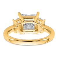 14K Yellow Gold 3.33 Carat Certified Lab Grown Diamond VS+ F+ Princess and Trapezoid Complete Three Stone Engagement Ring view 5
