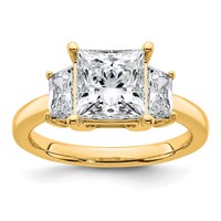 14K Yellow Gold 3.33 Carat Certified Lab Grown Diamond VS+ F+ Princess and Trapezoid Complete Three Stone Engagement Ring view 1