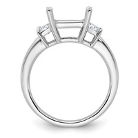14K White Gold 0.75 Carat Lab Grown Diamond VS+ F+ Trapezoid 2.50 Carat Princess Center Semi Mount Three Stone Engagement Ring view 2