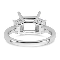 14K White Gold 0.75 Carat Lab Grown Diamond VS+ F+ Trapezoid 2.50 Carat Princess Center Semi Mount Three Stone Engagement Ring view 3