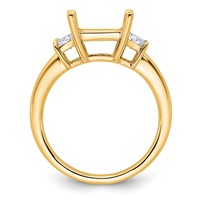 14K Yellow Gold 0.75 Carat Lab Grown Diamond VS+ F+ Trapezoid 2.50 Carat Princess Center Semi Mount Three Stone Engagement Ring view 2