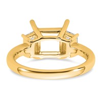 14K Yellow Gold 0.75 Carat Lab Grown Diamond VS+ F+ Trapezoid 2.50 Carat Princess Center Semi Mount Three Stone Engagement Ring view 3