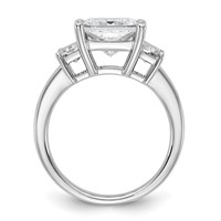 14K White Gold 4 Carat Lab Grown Diamond VS+ F+ Princess and Trapezoid Complete Three Stone Engagement Ring view 2