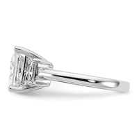 14K White Gold 4 Carat Lab Grown Diamond VS+ F+ Princess and Trapezoid Complete Three Stone Engagement Ring view 3