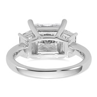 14K White Gold 4 Carat Lab Grown Diamond VS+ F+ Princess and Trapezoid Complete Three Stone Engagement Ring view 5