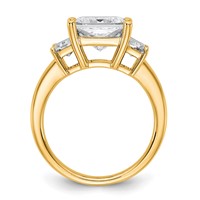 14K Yellow Gold 4 Carat Certified Lab Grown Diamond VS+ F+ Princess and Trapezoid Complete Three Stone Engagement Ring view 2