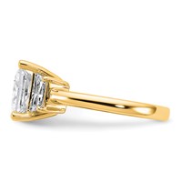 14K Yellow Gold 4 Carat Certified Lab Grown Diamond VS+ F+ Princess and Trapezoid Complete Three Stone Engagement Ring view 3