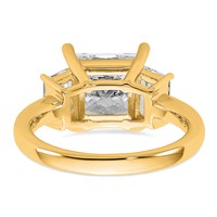 14K Yellow Gold 4 Carat Certified Lab Grown Diamond VS+ F+ Princess and Trapezoid Complete Three Stone Engagement Ring view 5