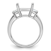 14K White Gold 1 Carat Lab Grown Diamond VS+ F+ Trapezoid 3 Carat Princess Center Semi Mount Three Stone Engagement Ring view 2