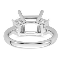 14K White Gold 1 Carat Lab Grown Diamond VS+ F+ Trapezoid 3 Carat Princess Center Semi Mount Three Stone Engagement Ring view 3