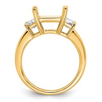 14K Yellow Gold 1 Carat Lab Grown Diamond VS+ F+ Trapezoid 3 Carat Princess Center Semi Mount Three Stone Engagement Ring view 2