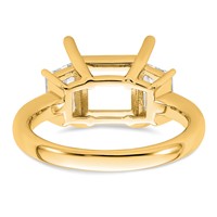 14K Yellow Gold 1 Carat Lab Grown Diamond VS+ F+ Trapezoid 3 Carat Princess Center Semi Mount Three Stone Engagement Ring view 3