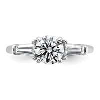 14K White Gold 1.50 Carat Lab Grown Diamond VS+ F+ Round and Tapered Baguette Complete Three Stone Engagement Ring view 4