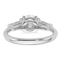 14K White Gold 1.50 Carat Lab Grown Diamond VS+ F+ Round and Tapered Baguette Complete Three Stone Engagement Ring view 5